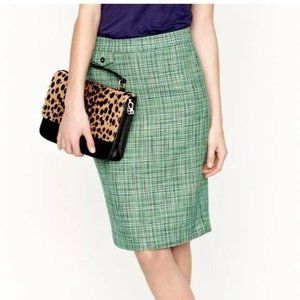 J. Crew No. 2 Pencil Skirt in Green Tweed